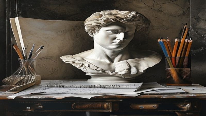 素描石膏像素描写生逐个画封面图