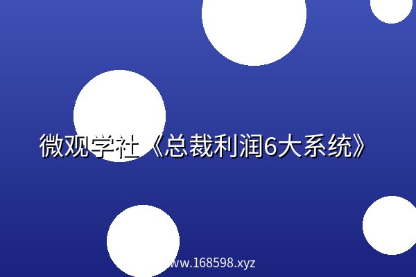 微观学社《总裁利润6大系统》 微观学社《总裁利润6大系统》