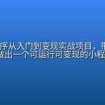 编程小程序从入门到变现实战项目，带你从0到1做出一个可运行可变现的小程序