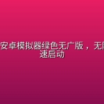 Win系统安卓模拟器绿色无广版 ，无限多开极速启动