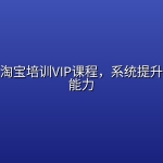 电商学院淘宝培训VIP课程，系统提升店铺盈利能力