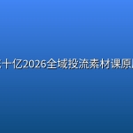 陈十亿2026全域投流素材课原版