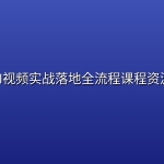 AI视频实战落地全流程课程资源