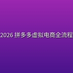 2026 拼多多虚拟电商全流程