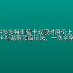 黄大人-拼多多特训营卡双限时(全新)原价上秒杀，无限卡补贴等顶级玩法，一次全学走
