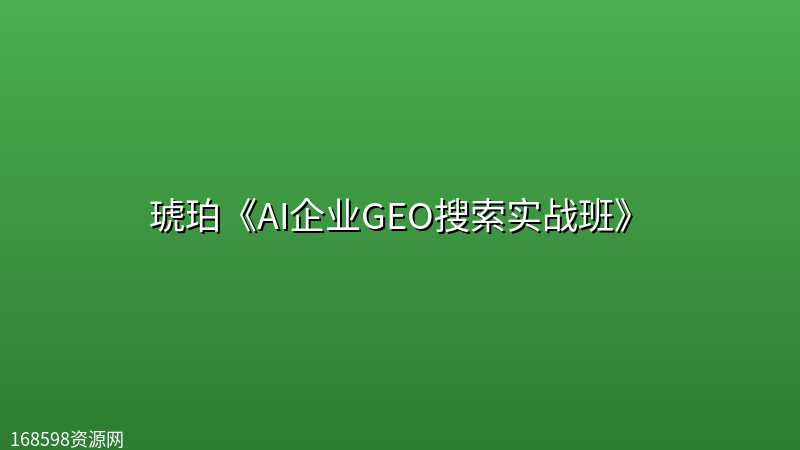 琥珀《AI企业GEO搜索实战班》 琥珀《AI企业GEO搜索实战班》封面图
