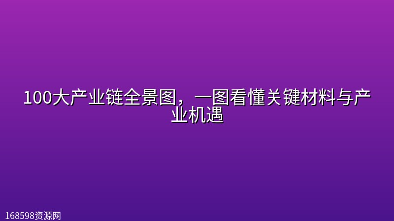 100大产业链全景图,一图看懂关键材料与产业机遇 100大产业链全景图,一图看懂关键材料与产业机遇封面图