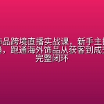 TikTok饰品跨境直播实战课，新手主播照着念就能开播，跑通海外饰品从获客到成交收款的完整闭环